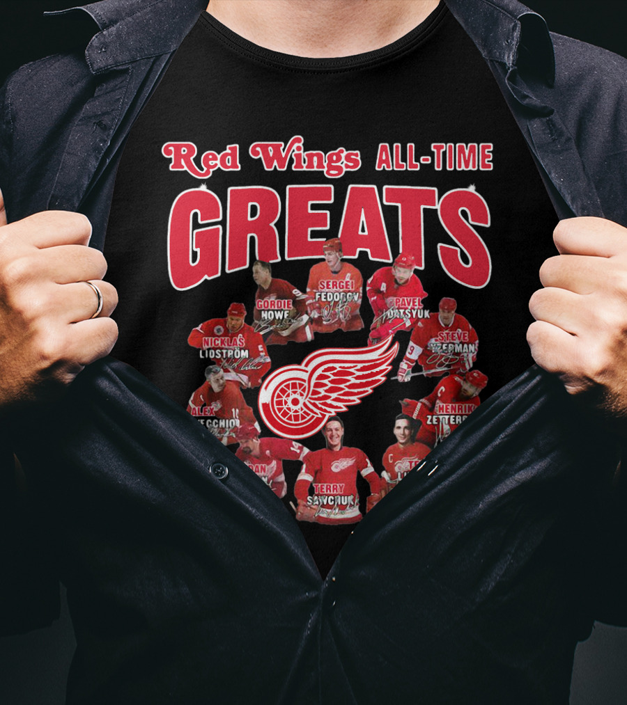 Red Wings All-Time Greats Legends Hockey Players T-Shirt