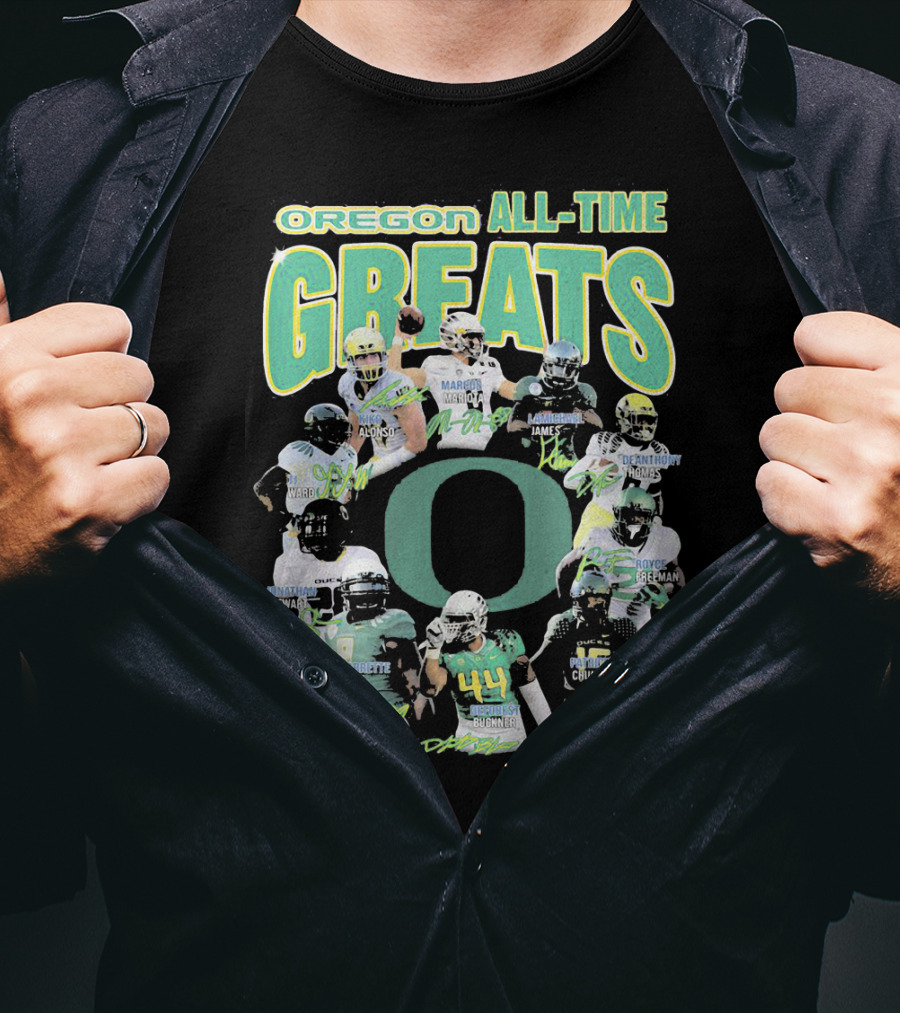Oregon All-Time Greats Mariota James Blount Dunnigan Loves Davis Royce Freeman T-Shirt