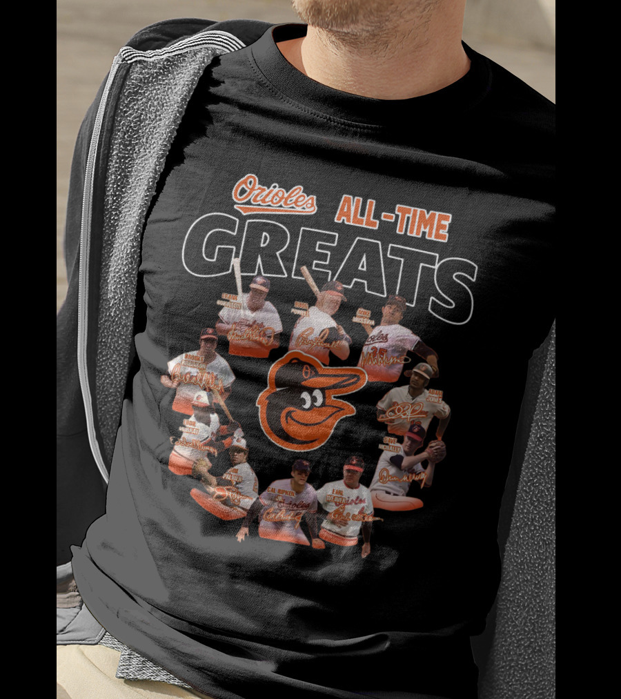 Orioles All-Time Greats Brooks Robinson Cal Ripken Jr. Jim Palmer Eddie Murray Frank Robinson T-Shirt