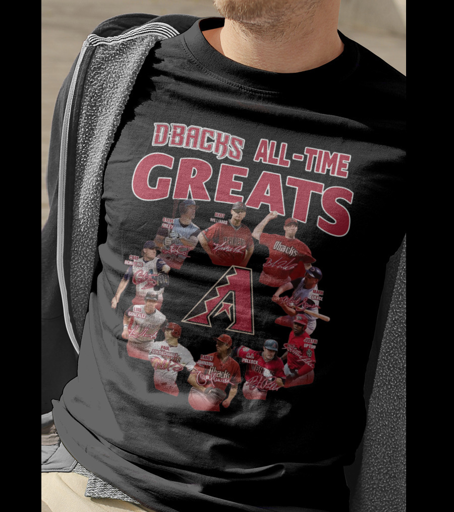DBacks All-Time Greats Randy Johnson Luis Gonzalez Matt Williams Paul Goldschmidt Mark Grace A.J. Pollock Steve Finley Justin Upton Brandon Webb T-Shirt