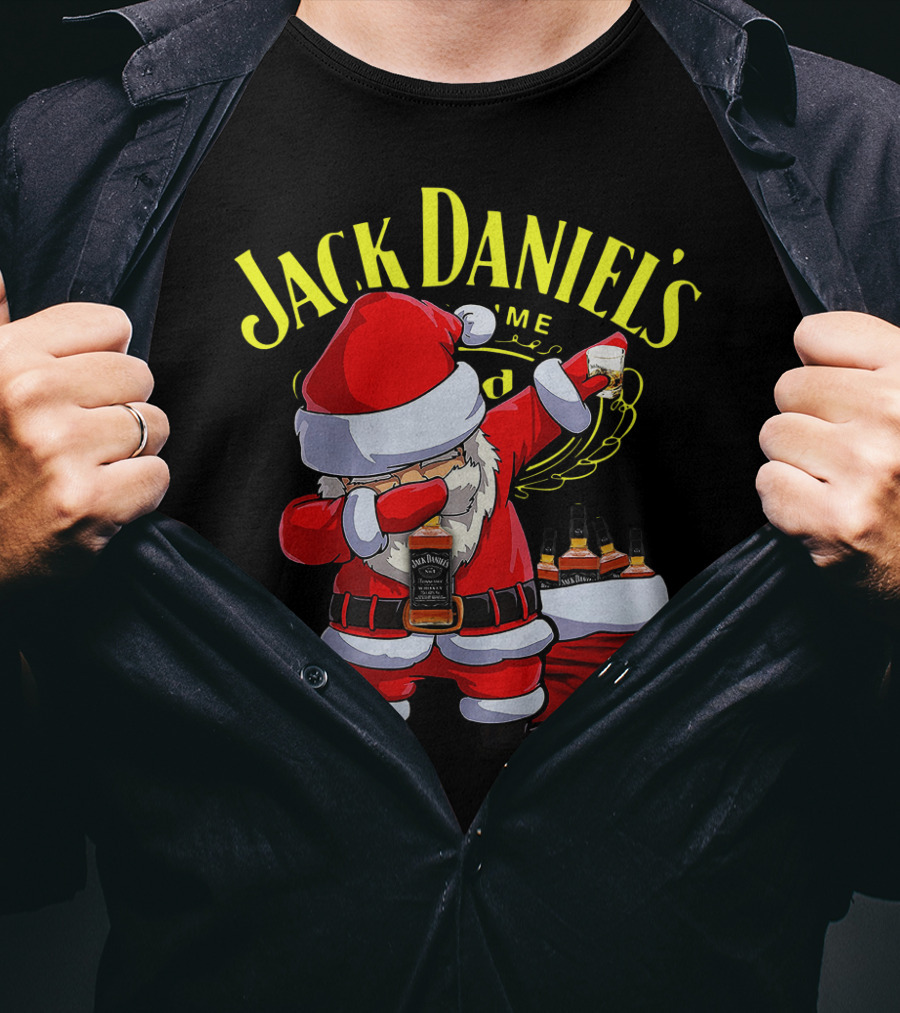 Santa Claus Dabbing With Jack Daniel's Bottles In Sack T-Shirt
