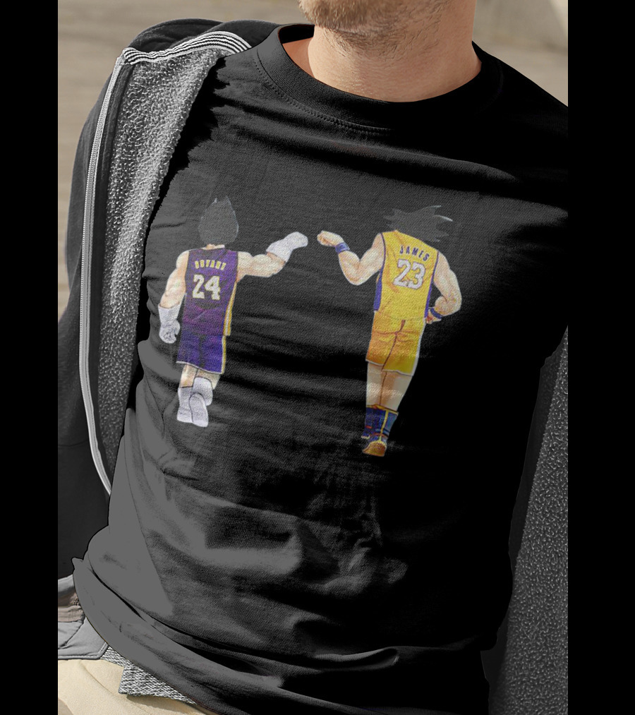 Vegeta And Goku In Kobe Bryant 24 And LeBron James 23 Basketball Jerseys T-Shirt