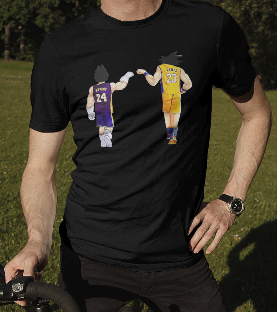 Vegeta And Goku In Kobe Bryant 24 And LeBron James 23 Basketball Jerseys T-Shirt