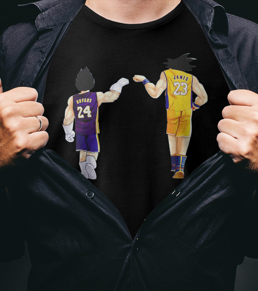 Vegeta And Goku In Kobe Bryant 24 And LeBron James 23 Basketball Jerseys T-Shirt