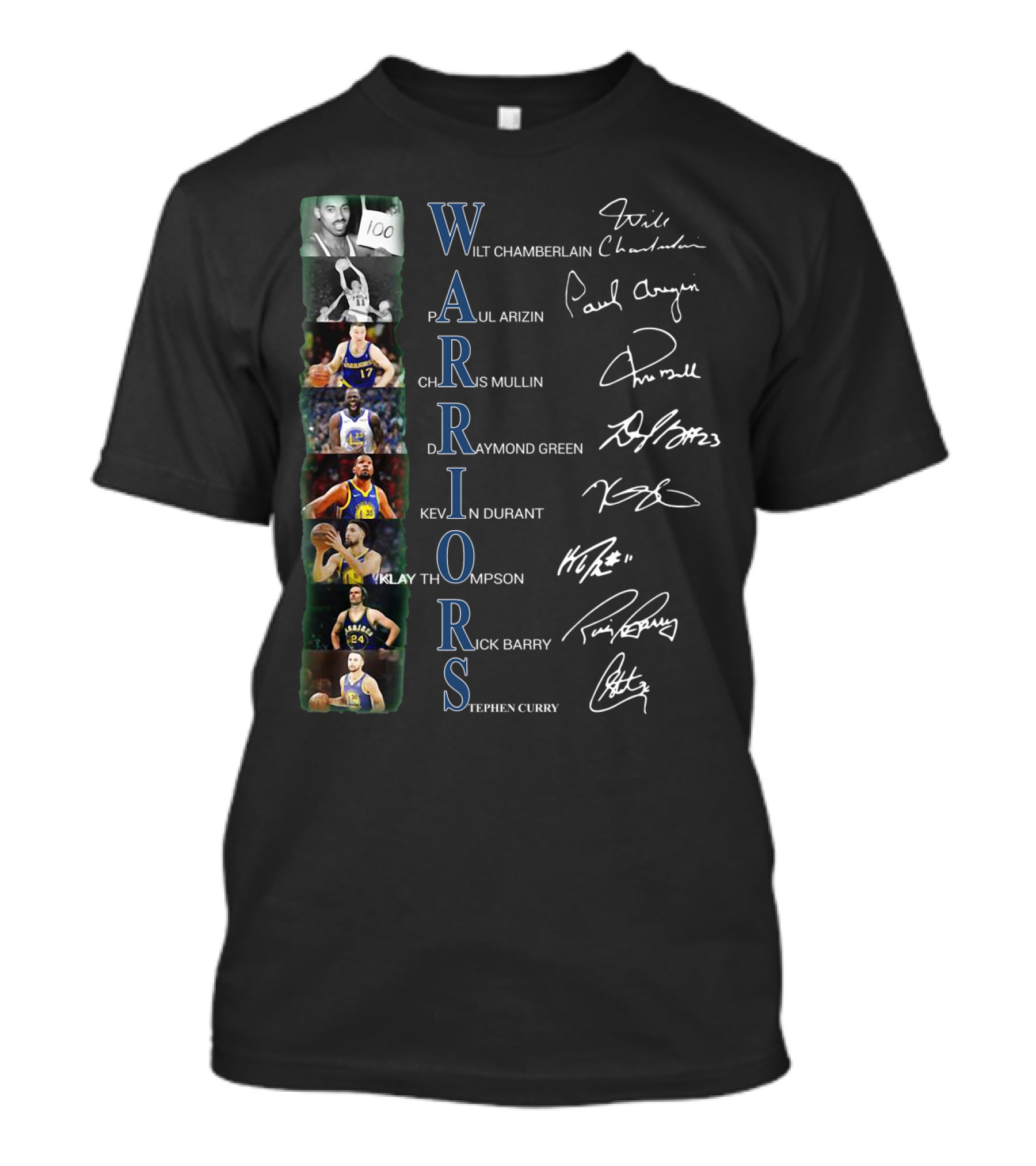 Warriors Wilt Chamberlain Paul Arizin Chris Mullin Draymond Green Kevin Durant Klay Thompson Rick Barry Stephen Curry T-Shirt