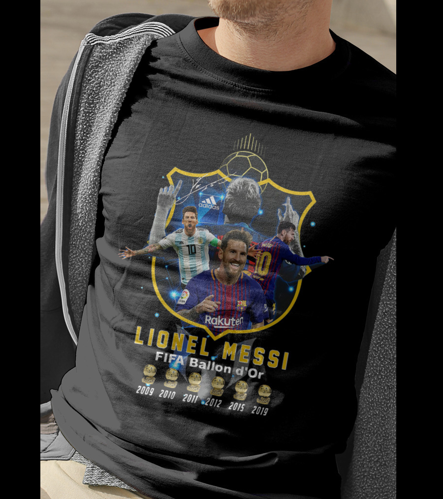Lionel Messi Fifa Ballon D'or 2009 2010 2011 2012 2015 2019 T-Shirt