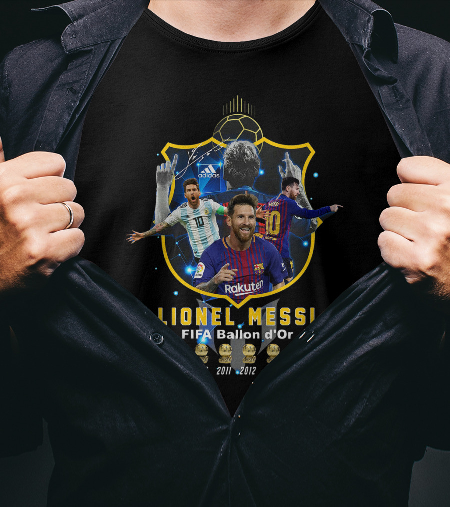 Lionel Messi Fifa Ballon D'or 2009 2010 2011 2012 2015 2019 T-Shirt