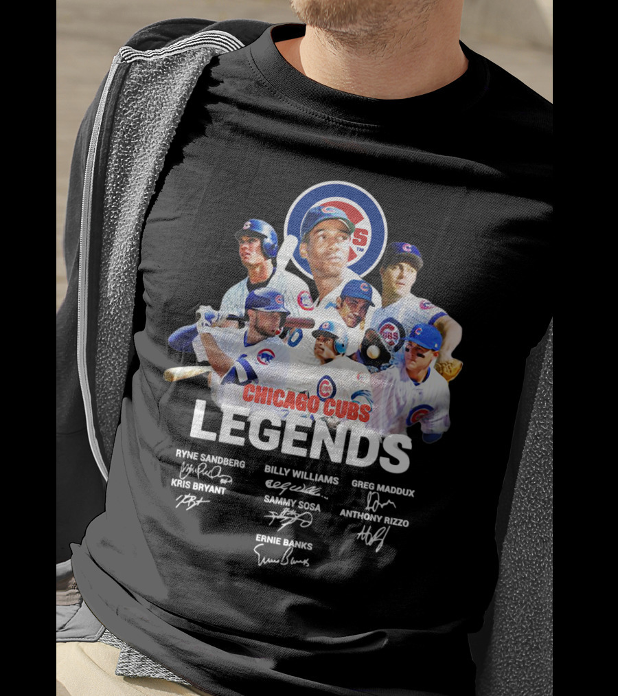 Chicago Cubs Legends Ryne Sandberg Billy Williams Greg Maddux Kris Bryant Sammy Sosa Anthony Rizzo Ernie Banks T-Shirt