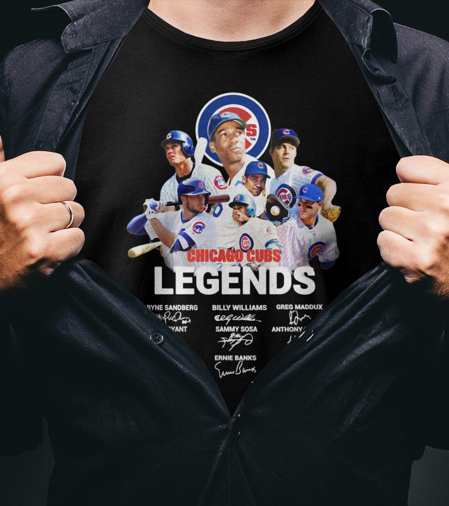 Chicago Cubs Legends Ryne Sandberg Billy Williams Greg Maddux Kris Bryant Sammy Sosa Anthony Rizzo Ernie Banks T-Shirt
