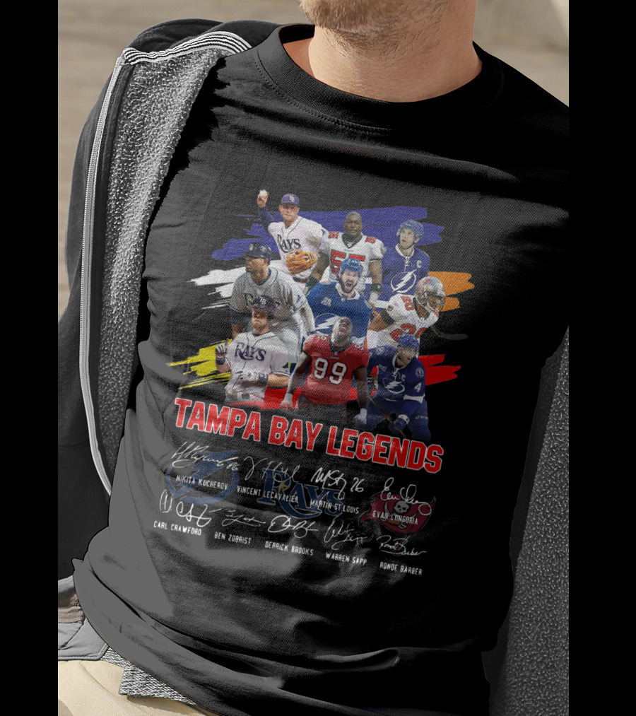 Tampa Bay Legends Rays Lightning Buccaneers Kucherov Lecavalier St. Louis Longoria Crawford Zobrist Brooks Sapp Barber T-Shirt