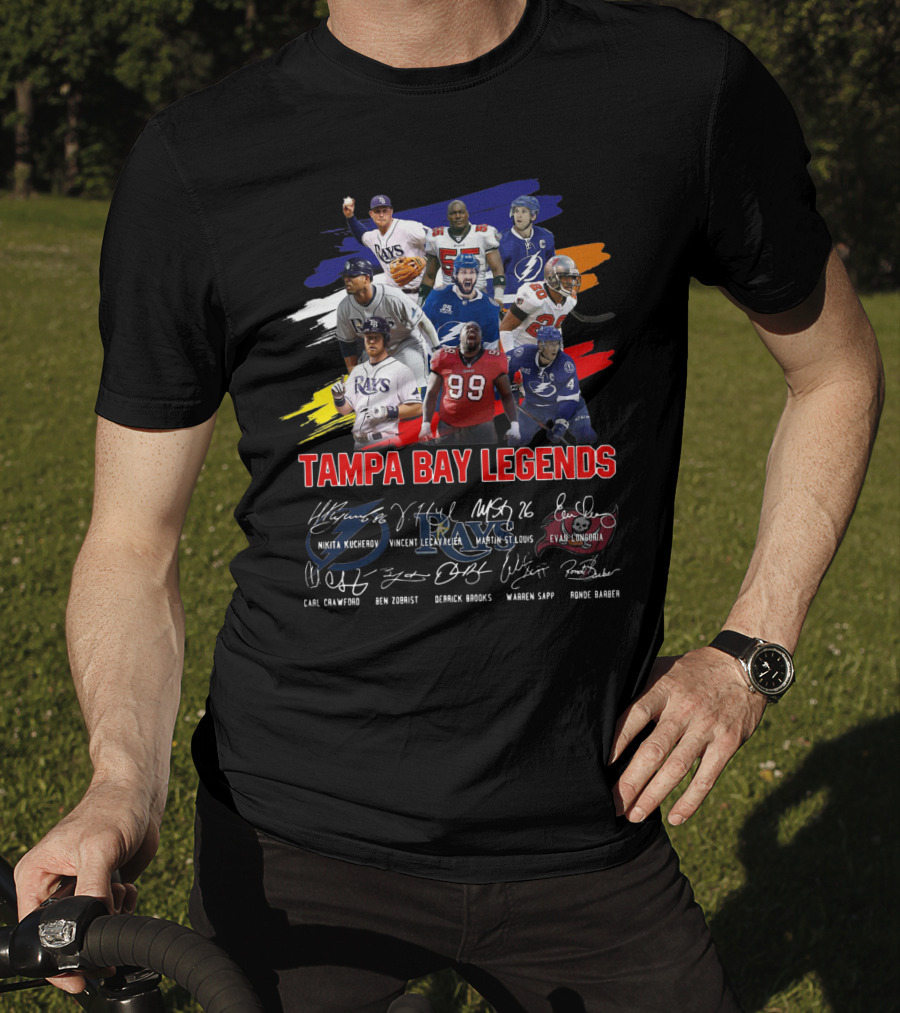 Tampa Bay Legends Rays Lightning Buccaneers Kucherov Lecavalier St. Louis Longoria Crawford Zobrist Brooks Sapp Barber T-Shirt