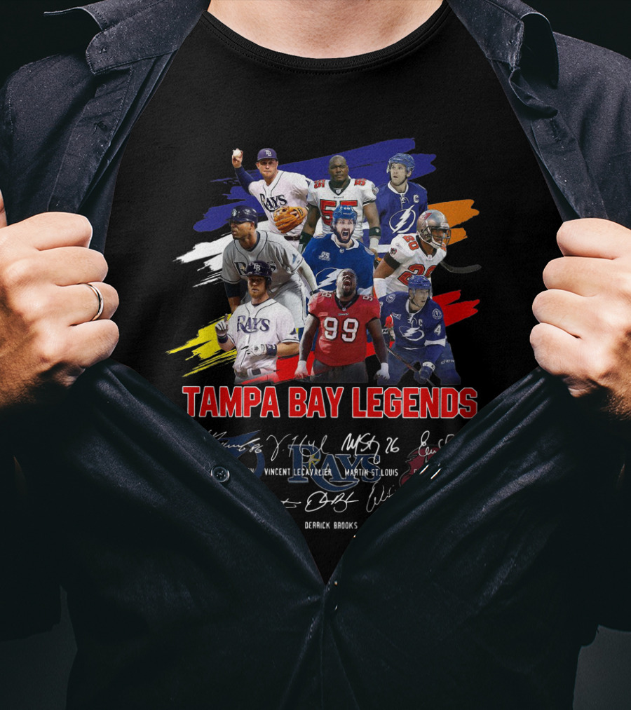 Tampa Bay Legends Rays Lightning Buccaneers Kucherov Lecavalier St. Louis Longoria Crawford Zobrist Brooks Sapp Barber T-Shirt