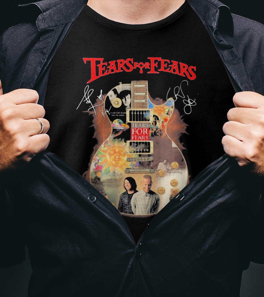 Tears For Fears Pop Rock Band Guitar Collage With And Band Members T-Shirt