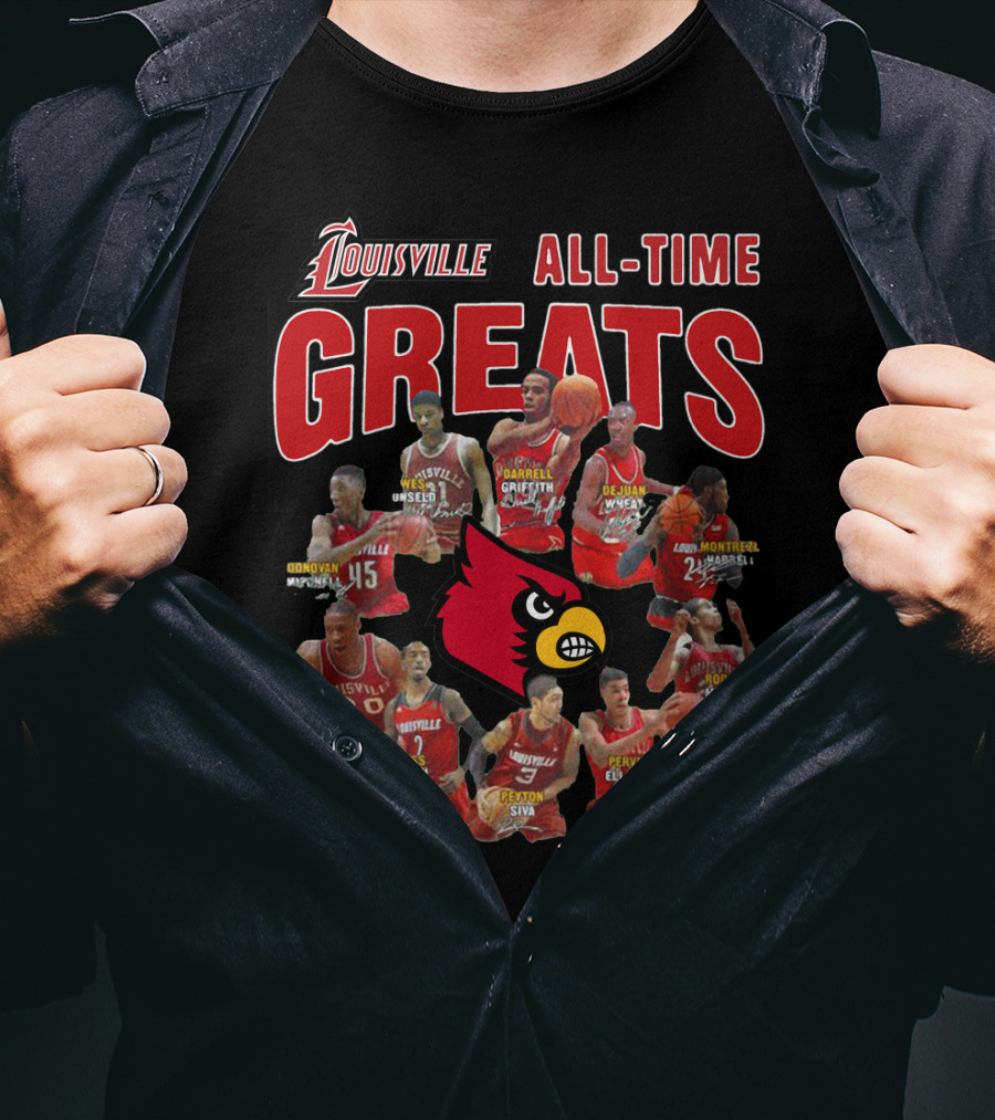 Louisville Cardinals Basketball All-Time Greats Legends Unseld Griffith Siva T-Shirt