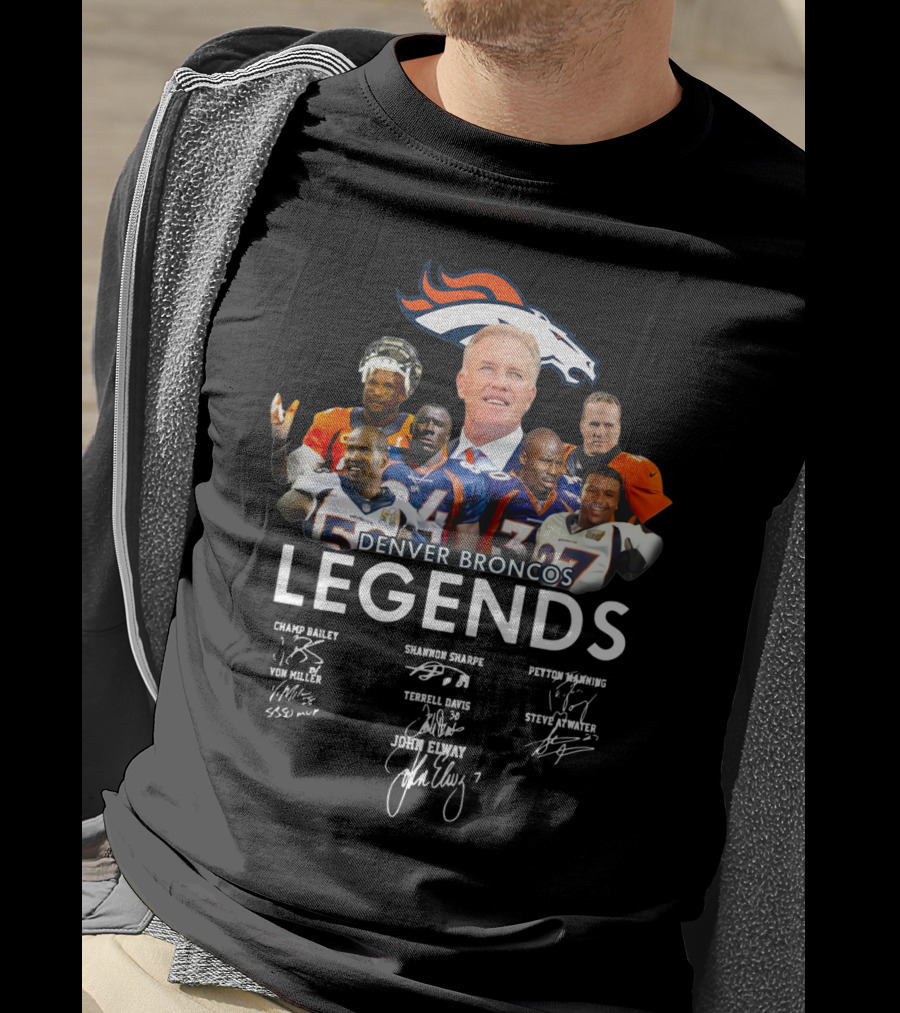 Denver Broncos Legends John Elway Peyton Manning Von Miller Terrell Davis Shannon Sharpe Steve Atwater Champ Bailey T-Shirt