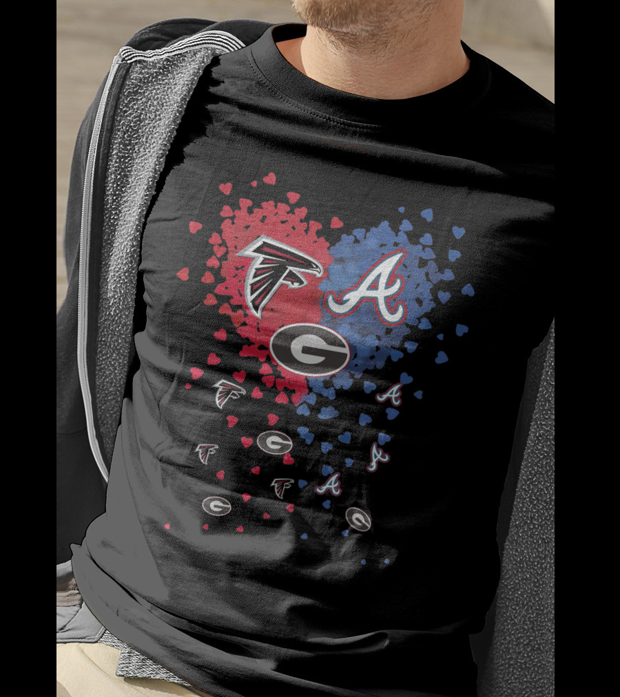Atlanta Falcons Atlanta Braves Georgia Bulldogs Heart T-Shirt