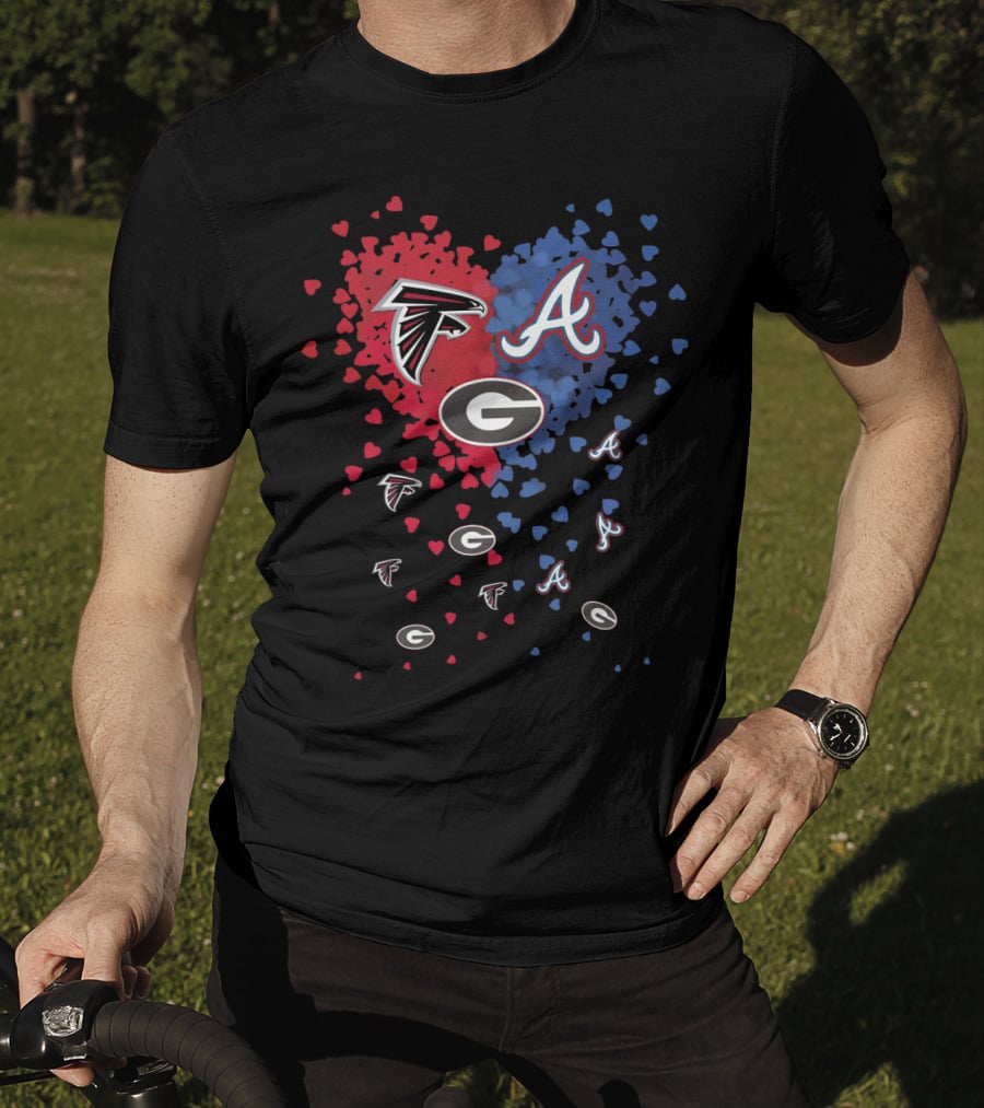 Atlanta Falcons Atlanta Braves Georgia Bulldogs Heart T-Shirt