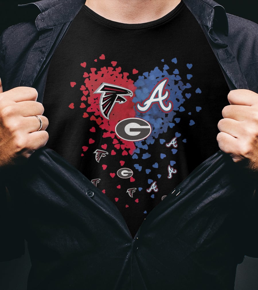 Atlanta Falcons Atlanta Braves Georgia Bulldogs Heart T-Shirt