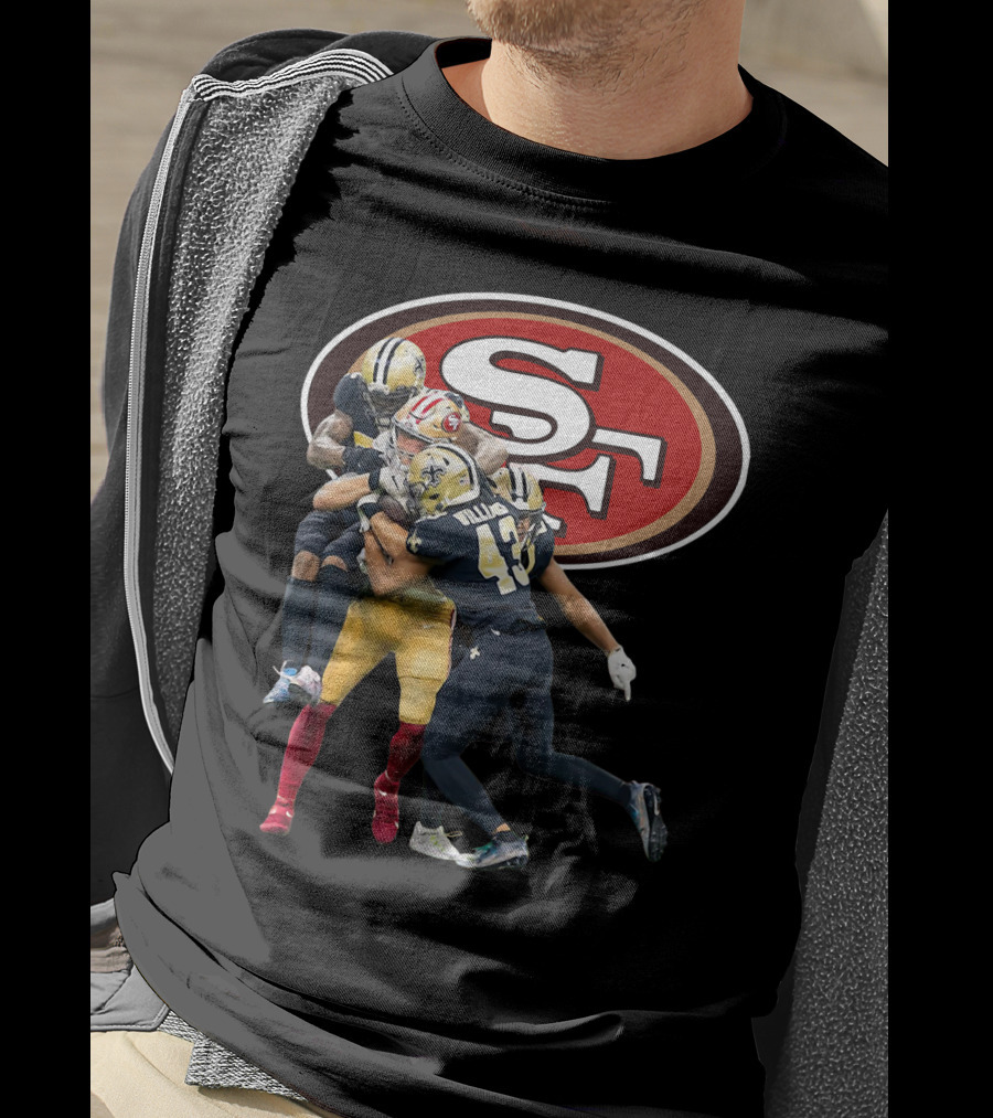 San Francisco 49ers Vs New Orleans Saints Marcus Williams Action Play T-Shirt