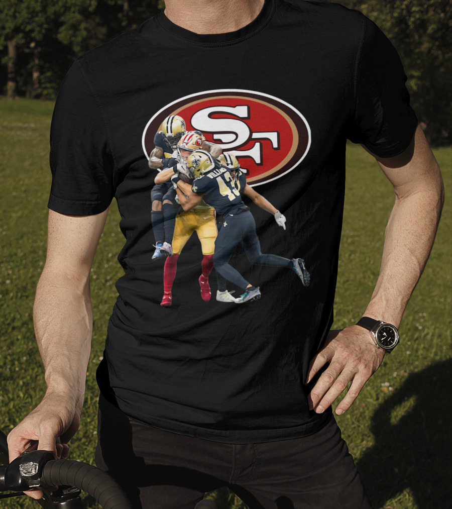 San Francisco 49ers Vs New Orleans Saints Marcus Williams Action Play T-Shirt