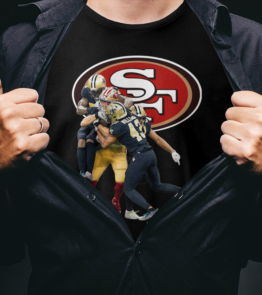 San Francisco 49ers Vs New Orleans Saints Marcus Williams Action Play T-Shirt