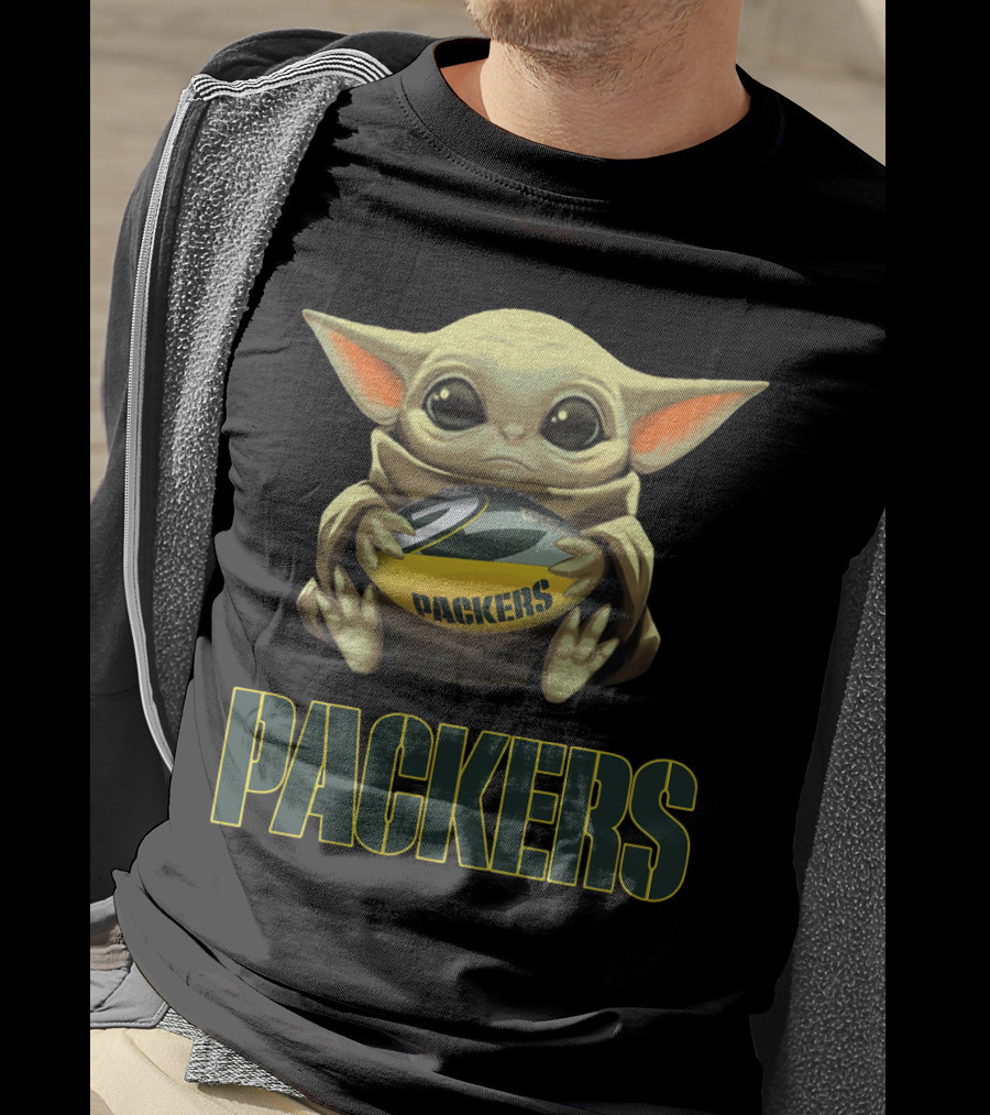 Baby Yoda Holding Packers Football T-Shirt