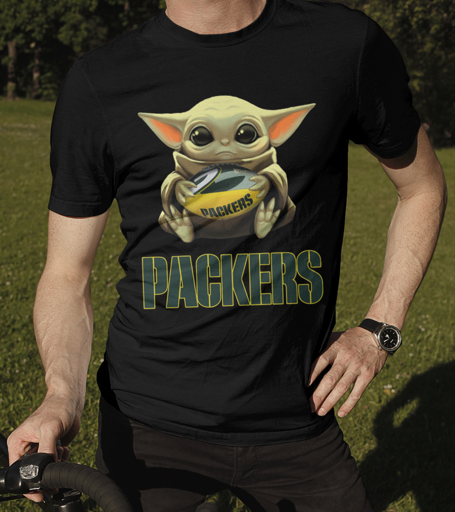 Baby Yoda Holding Packers Football T-Shirt