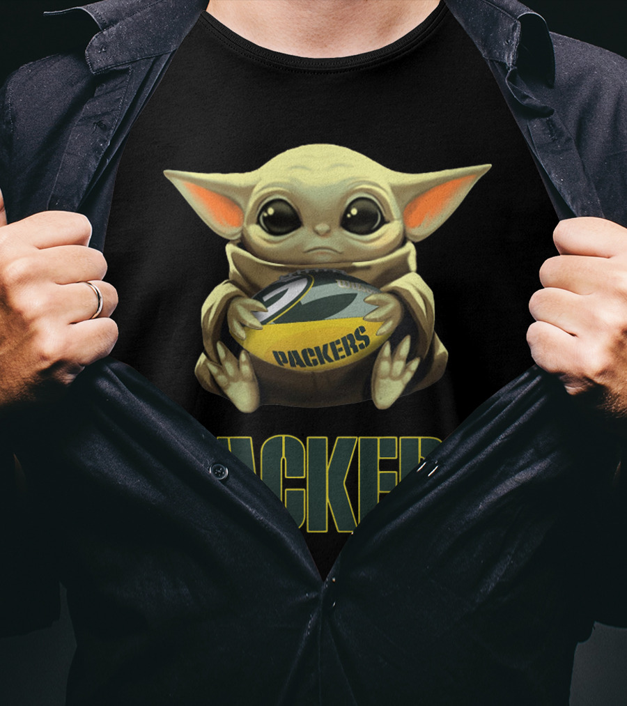 Baby Yoda Holding Packers Football T-Shirt