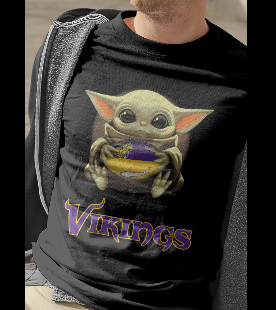 Baby Yoda With Minnesota Vikings Football T-Shirt