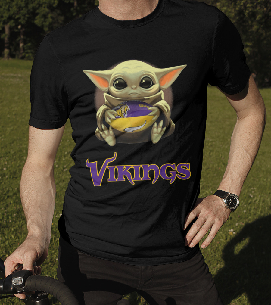 Baby Yoda With Minnesota Vikings Football T-Shirt