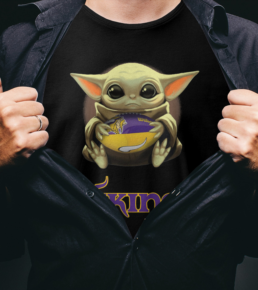 Baby Yoda With Minnesota Vikings Football T-Shirt