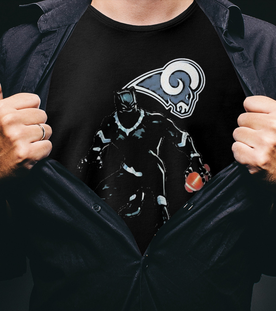 Black Panther Rams Football Crossover Los Angeles Rams T-Shirt