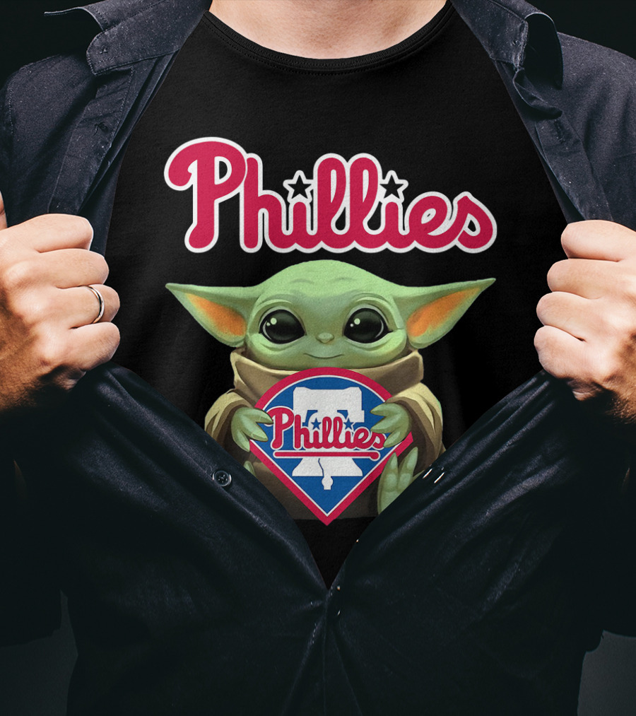 Phillies Baby Yoda Hug Philadelphia Phillies T-Shirt
