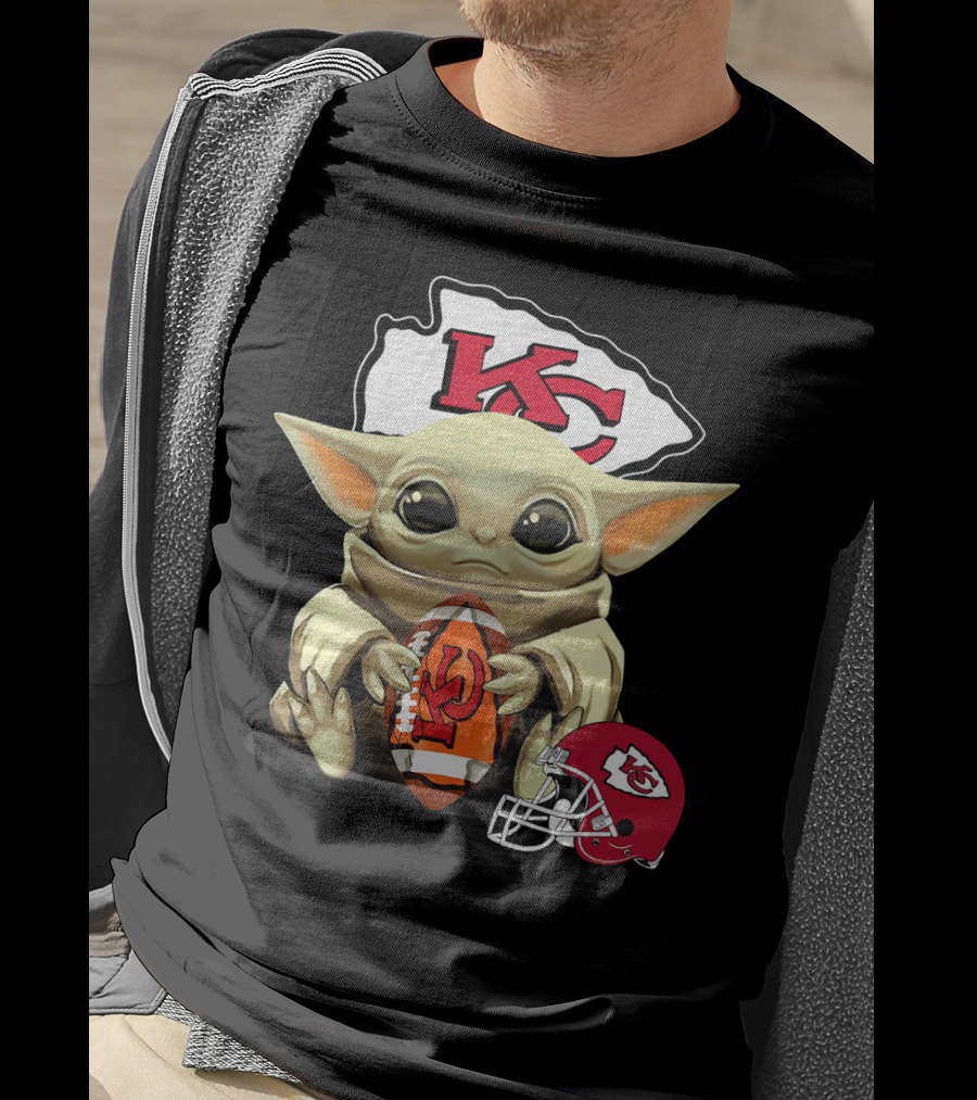 Baby Yoda Kansas City Chiefs Football Helmet T-Shirt