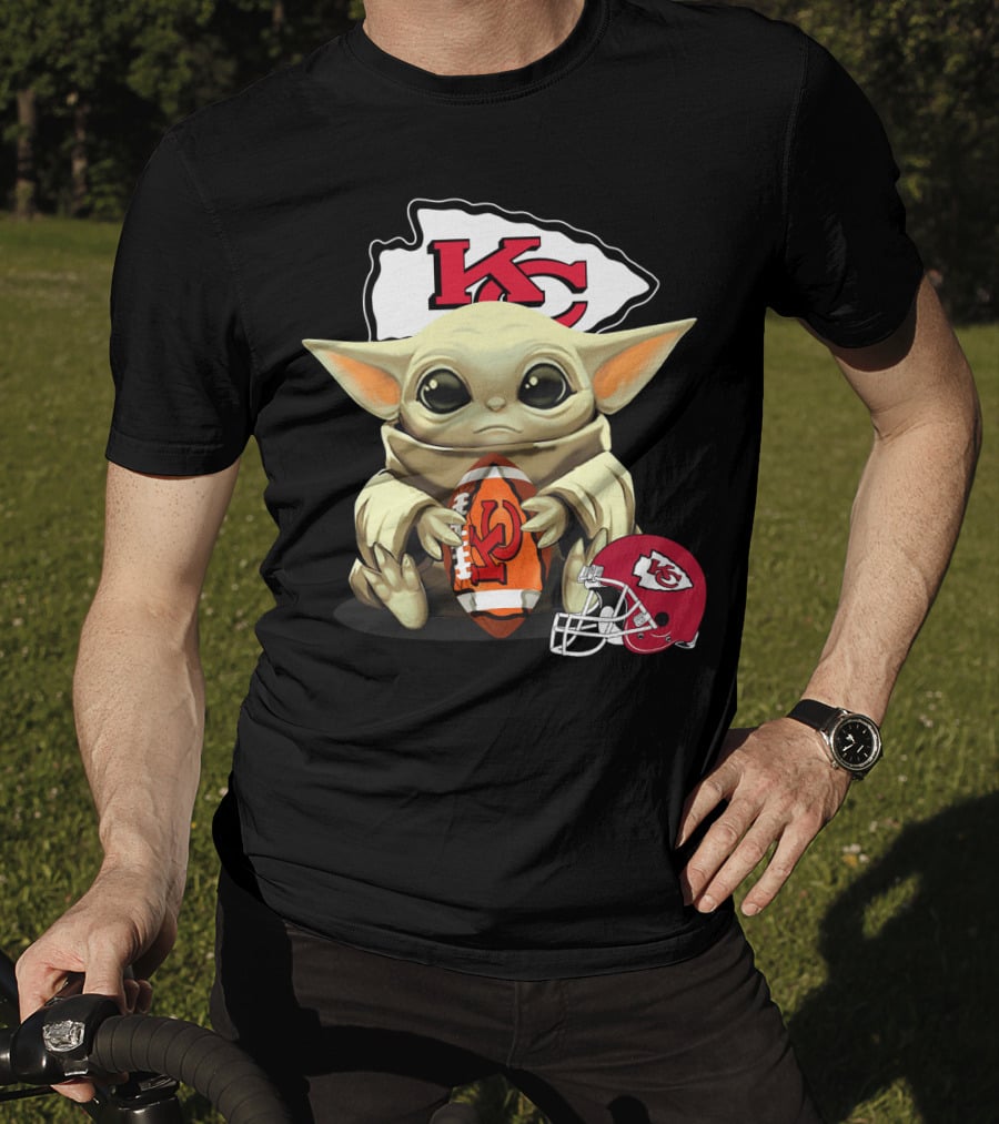 Baby Yoda Kansas City Chiefs Football Helmet T-Shirt
