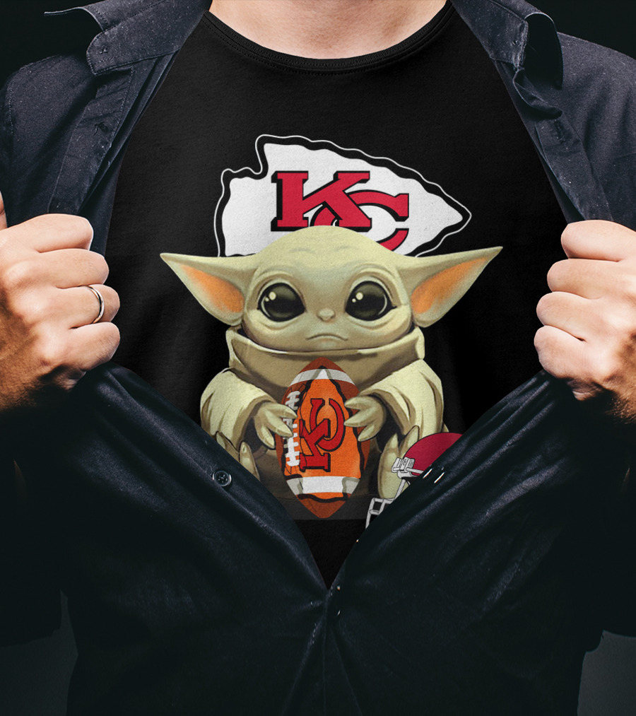 Baby Yoda Kansas City Chiefs Football Helmet T-Shirt