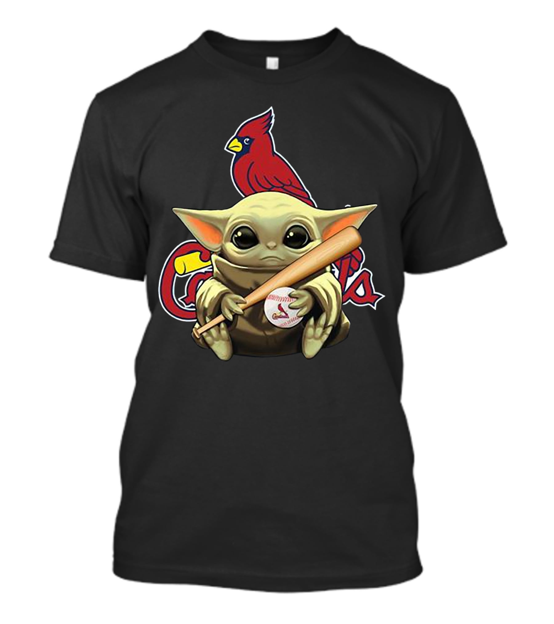 Baby Yoda St. Louis Cardinals Baseball Bat And Ball With Cardinal T-Shirt
