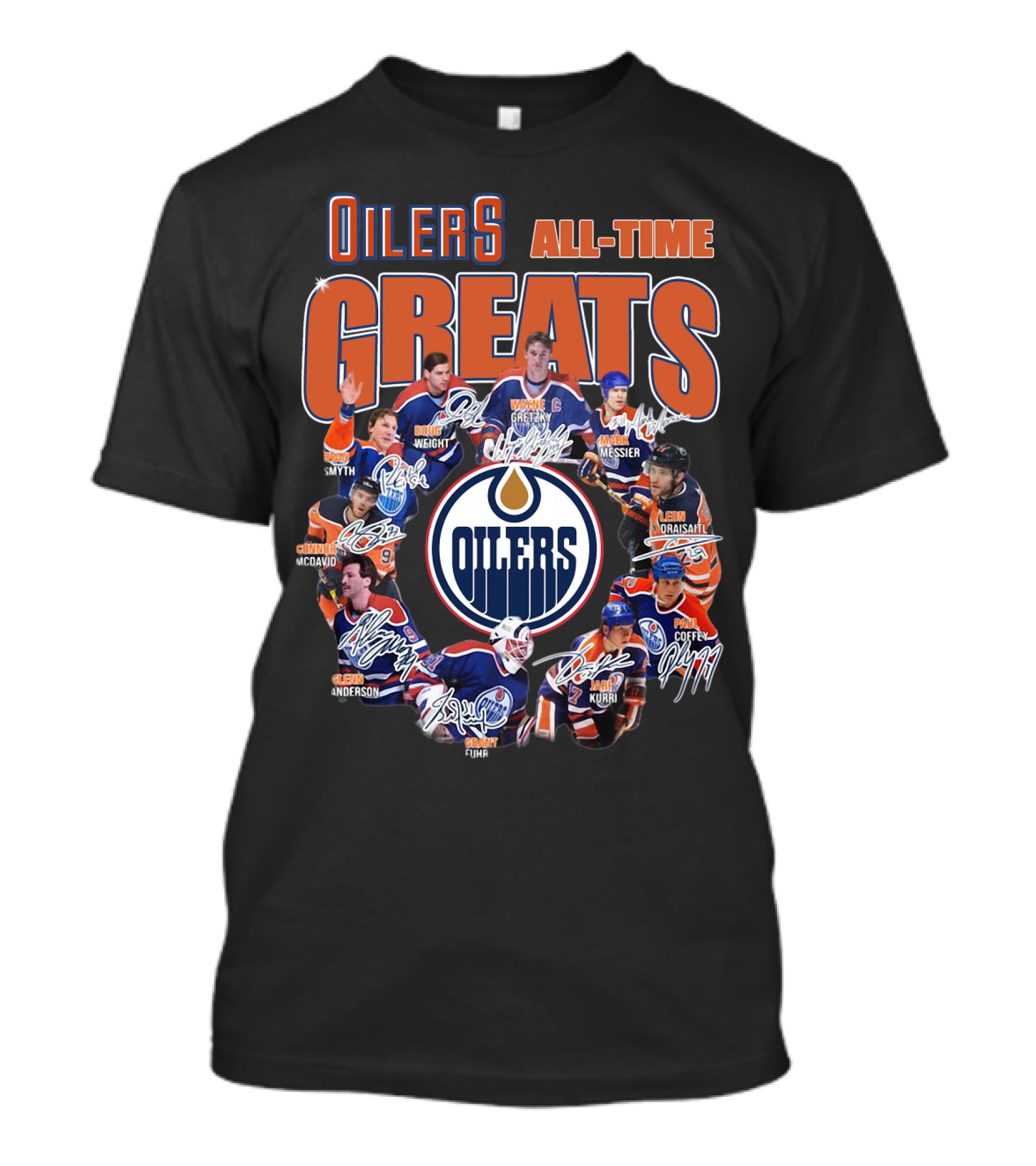 Oilers All Time Greats Wayne Gretzky Edmonton Legends Coffey Messier Kurri T-Shirt