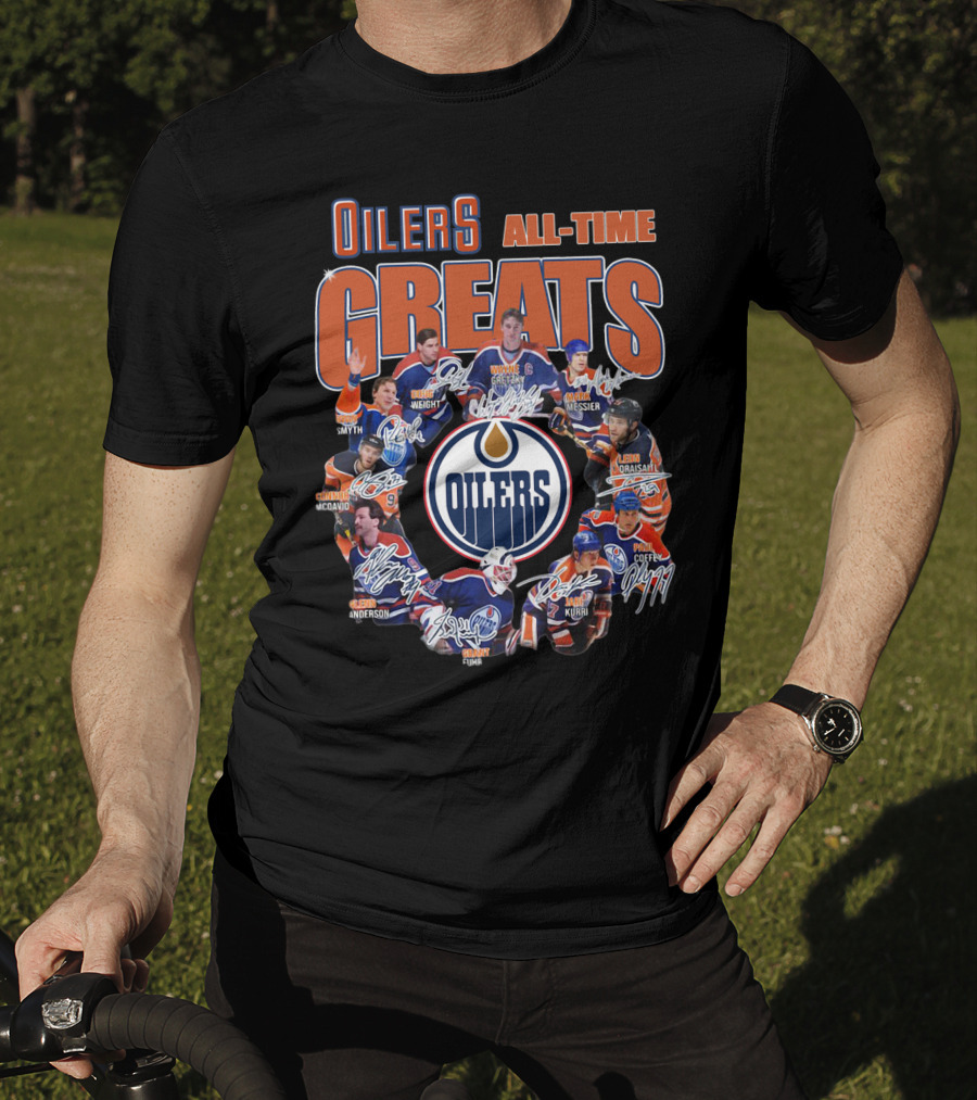 Oilers All Time Greats Wayne Gretzky Edmonton Legends Coffey Messier Kurri T-Shirt