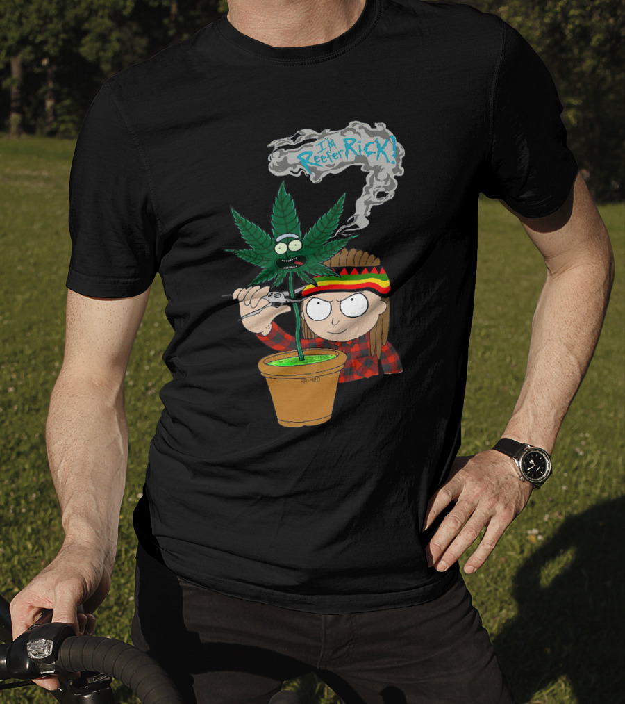 Morty I'm Reefer Rick Planter Rastafarian Style Smiling Face Smoking Plant T-Shirt