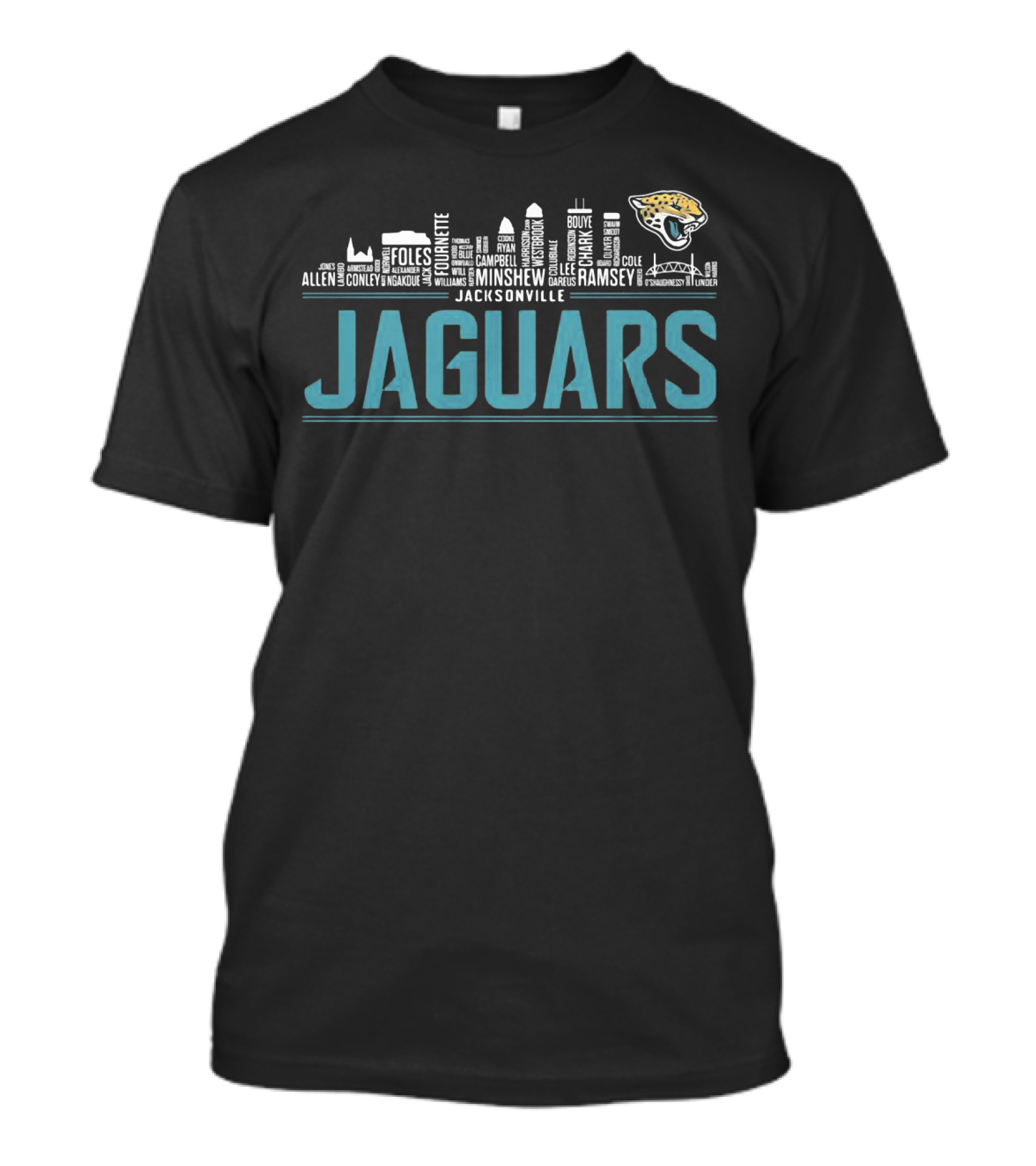 Jacksonville Jaguars City Skyline Nfl Football Names T-Shirt