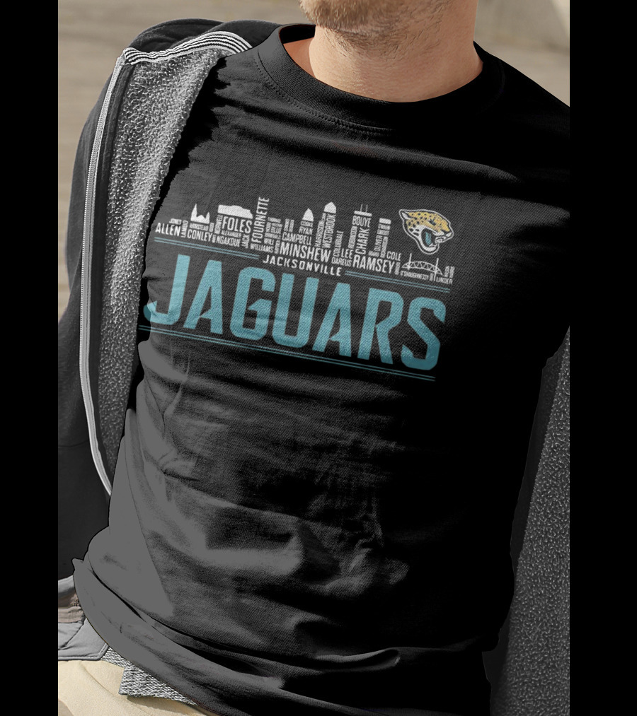 Jacksonville Jaguars City Skyline Nfl Football Names T-Shirt