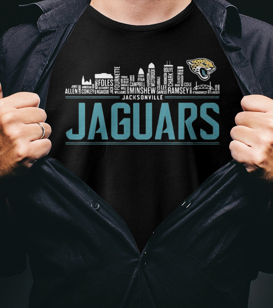 Jacksonville Jaguars City Skyline Nfl Football Names T-Shirt