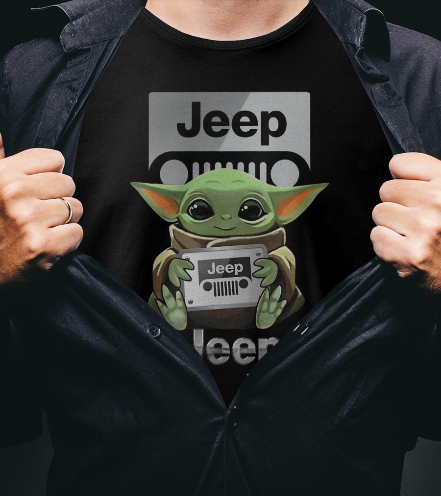 Baby Yoda Jeep Hugging Emblem T-Shirt