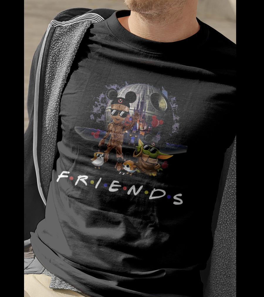 Friends Baby Yoda Baby Groot Death Star Mashup T-Shirt