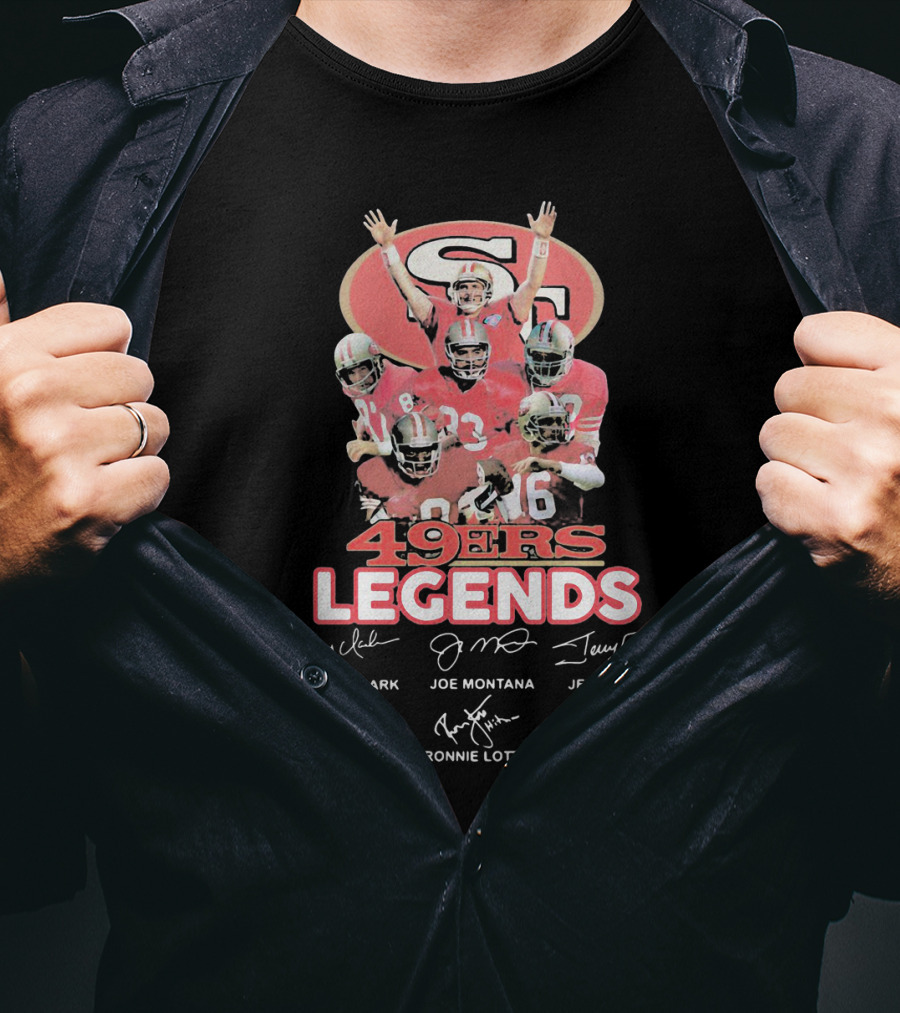 49ers Legends Dwight Clark Joe Montana Jerry Rice Steve Young Ronnie Lott Roger Craig T-Shirt