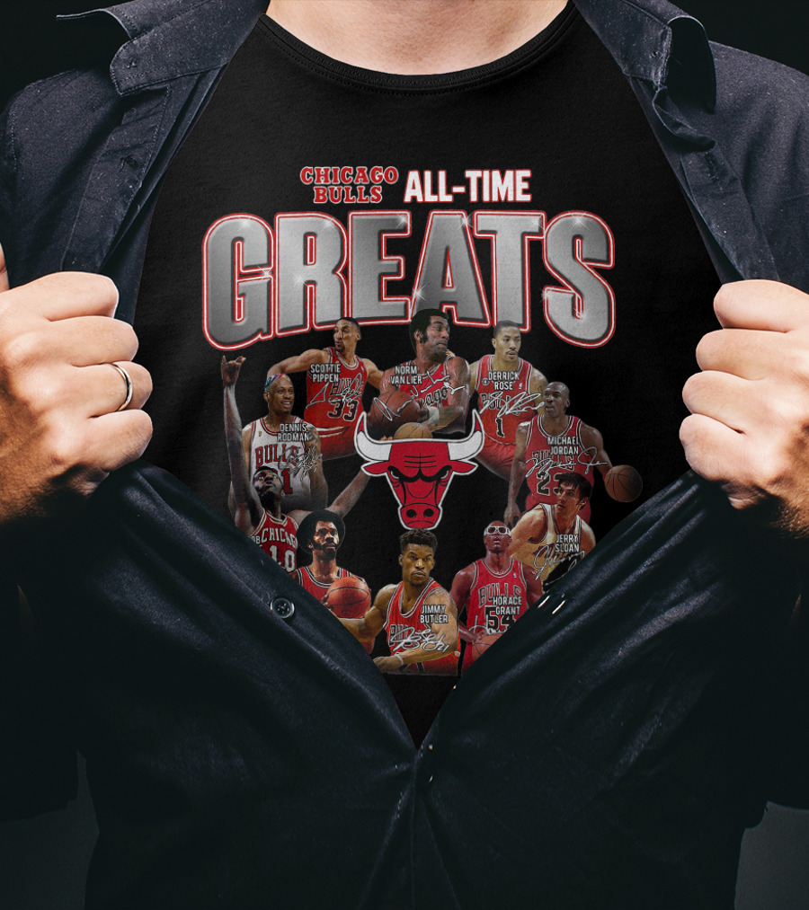 Chicago Bulls All-Time Greats Legends Michael Jordan Scottie Pippen Dennis Rodman Derrick Rose Joakim Noah T-Shirt