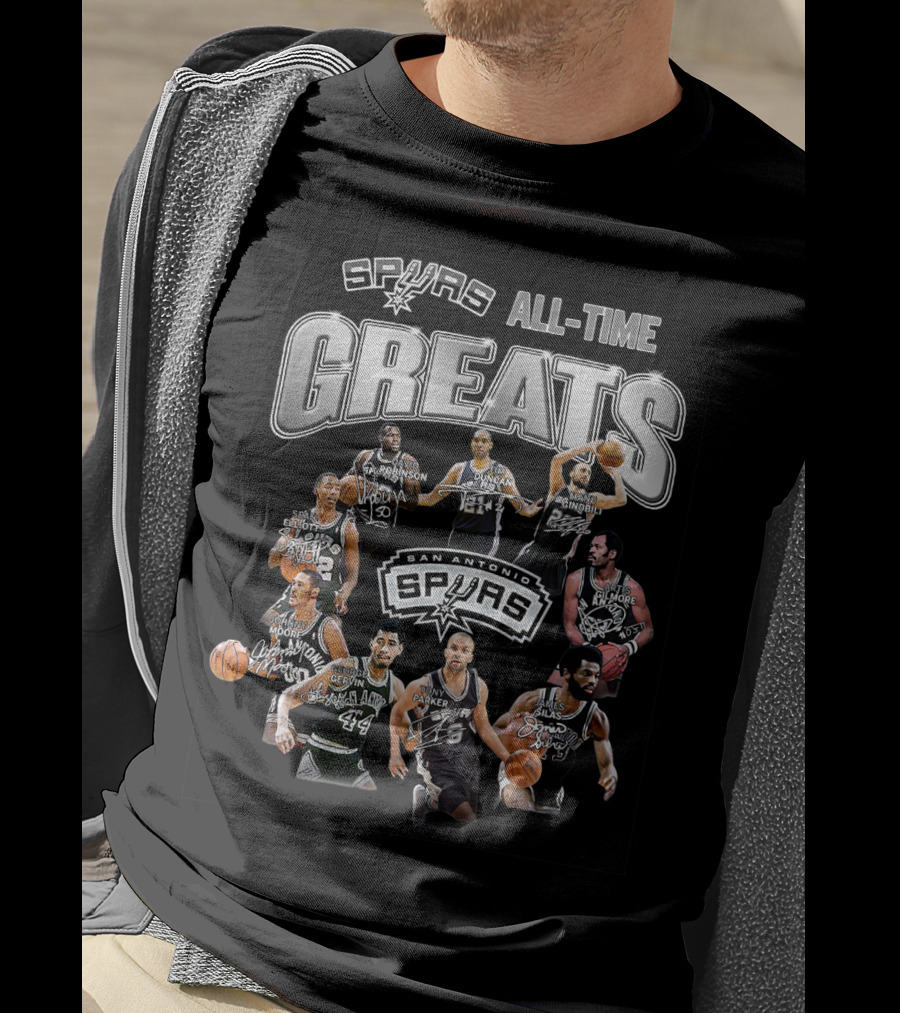 Spurs All-Time Greats San Antonio Spurs Robinson Parker Duncan Ginobili Bowen Johnson Elliott Gervin Lucas T-Shirt