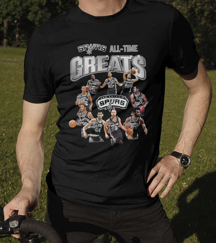 Spurs All-Time Greats San Antonio Spurs Robinson Parker Duncan Ginobili Bowen Johnson Elliott Gervin Lucas T-Shirt