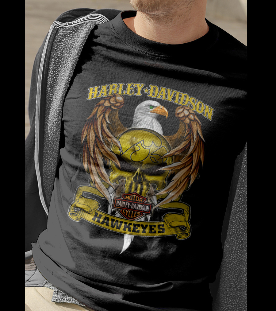 Harley Davidson Hawkeyes Motor Cycles Iowa Ncaa Dh 99 Hd T-Shirt